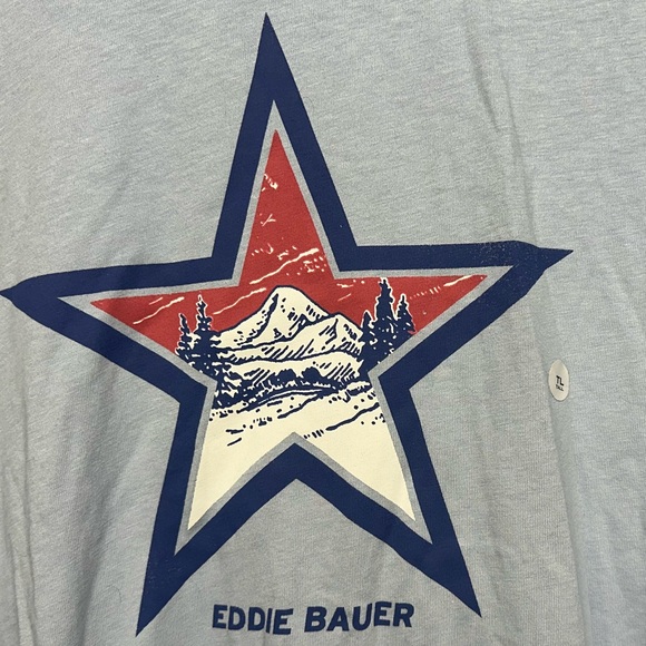 NWT Eddie Bauer Legend Wash Graphic Tee Tall Large,‎ Light Blue with Star ⭐️ ⛰️ - Picture 4 of 10